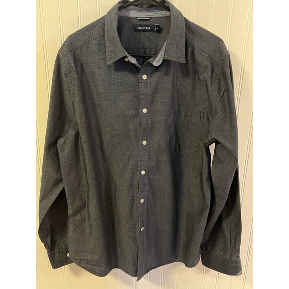 Men’s Nautica Buttoned Down Shirt Size XL Dark Grey Chambray - Picture 1 of 4